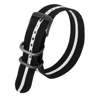 NATO-Armband, 23 mm, FNX.3950.10H.K, Schwarz / Weiß
